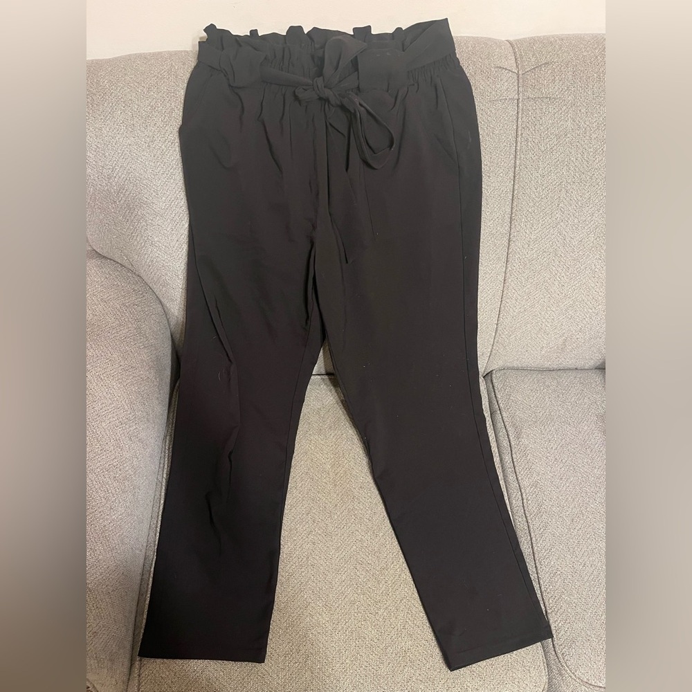 Chic Black Tie-Waist Trousers